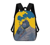 sinyumoney Gorilla in Suit Smoking Cigar Children's Backpack, 3D Printed School Backpack, Backpack for Boys Girls, Adjustable School Bag for Primary School 17inch