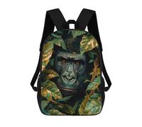 sinyumoney Gorilla in The Jungle Kids School Backpack School Bag 3D Printed School Bag for Boys Elementary And Middle School Students 17inch