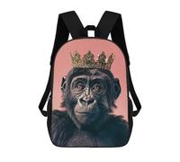 sinyumoney Gorilla Pastel Crown Backpacks 3D Printed Kids School Backpack Outdoor Casual Daypack Fashion Casual Children Backpacks Cute Travel Bags 17inch