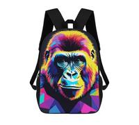 sinyumoney Gorilla Pop Art 2 Children's School Backpack Fashion Casual Children's Backpacks 3D Printed School Bags Boy Large Backpack 17inch