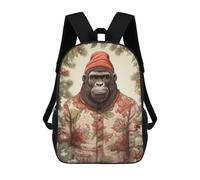sinyumoney Gorilla Portrait Xmas Children's School Backpack 3D Printed for Kids Travel Rucksacks Book Bags Kids School Bag 17inch