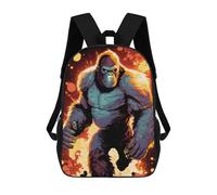 sinyumoney Gorilla Power Fiery Strength Fashion Student School Backpack Suitable for Boys Girls Kids Casual Outdoor Travel Essential Daypack 17inch