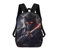 sinyumoney Gorilla Samurai Warrior Animal Kids Backpacks,3D Personalized School Bookbags for Boys Girls Large Schoolbags Casual Daypack 17inch