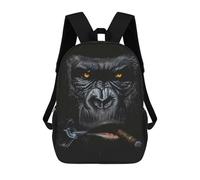 sinyumoney Gorilla Smoking Cigar School Bag Bookbag 3D Printed Children's Backpacks for Kids Boy Girl Book Bags Kids School Bag Travel Rucksacks 17inch
