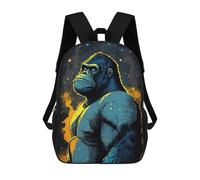 sinyumoney Gorilla Visionary Backpacks Kids School Backpack School Bag 3D Printed School Bag for Boys Elementary And Middle School Students 17inch