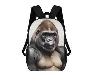 sinyumoney Gorilla Watercolor Backpack School Bag Rucksack Casual Daypacks School Work Travel Bag for Men, Women & Teenage Boys 17inch