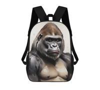 sinyumoney Gorilla Watercolor Backpacks Kids Student Schoolbag 3D Printed Backpacks Elementary And Middle School Students Backpacks for Boys Girls 17inch