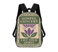 sinyumoney Gospel Concert Poster 3D Printed 17 Inch School Backpack Children's Backpacks 3D Printed Cool Knapsack for Boys Elementary And Middle