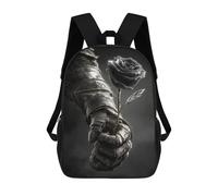 sinyumoney Gothic Armor Holding Black Rose Children's Backpacks 17inch School Backpack 3D Printed Bag Bookbag for Kids Travel Rucksacks Boy Girl Book Bags Kids School Bag