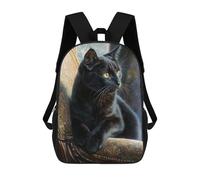sinyumoney Gothic Black Cat Art Print Children's Backpacks 17inch School Backpack 3D Printed Bag Bookbag for Kids Travel Rucksacks Boy Girl Book Bags Kids School Bag