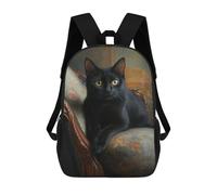 sinyumoney Gothic Black Cat Portrait Children's Backpacks School Backpack 3D Printed for Kids Travel Rucksacks Book Bags Kids 17inch School Bag