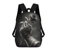 sinyumoney Gothic Black Rose Armor Hand School Bags School Secondary High School College Backpack Travel for Boys/Girls/Teenagers 17inch