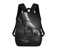 sinyumoney Gothic Blue Rose Armor Hand Backpack School Bag Rucksack Casual Daypacks School Work Travel Bag for Teenage Girls Boys Women Men 17inch