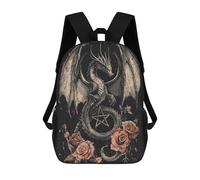 sinyumoney Gothic Dragon with Pentagram And Roses School Backpack Large Water Resistant Laptop Backpack for Girls Boys Teenage 17inch