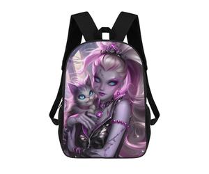 sinyumoney Gothic Fairy Queen with Cat School Bags Lightweight Schoolbag Dayback Bookbag College for Boys/Girls/Teenagers 17inch