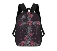 sinyumoney Gothic Raven And Roses Cross School Backpack for Girls 17inch Casual Daypack Lightweight Rucksack Boy Girl Backpack for Middle School Students