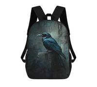 sinyumoney Gothic Raven Art Print School Backpack for Girls 17inch Casual Daypack Lightweight Rucksack Boy Girl Backpack for Middle School Students