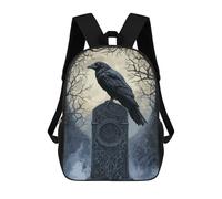 sinyumoney Gothic Raven on Stone Monument Backpack School Water Resistant Travel Backpack Computer Bag for School/Work/Travel 17inch