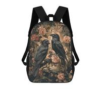sinyumoney Gothic Raven Wall Mural-1 School Backpack for Girls 17inch Casual Daypack Lightweight Rucksack Boy Girl Backpack for Middle School Students