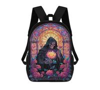 sinyumoney Gothic Reaper with Rose Stained Glass Artwork School Backpack Water Resistant School Bag Business Backpack for Men/Women 17inch