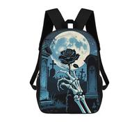 sinyumoney Gothic Rose in Graveyard 3D Printed Children's School Backpack for Kids High Capacity Travel Rucksacks Book Bags Kids School Bag Back Pack 17inch