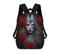 sinyumoney Gothic Rose Portrait Artwork 3D Printed Children's School Backpack for Kids High Capacity Travel Rucksacks Book Bags Kids School Bag Back Pack 17inch