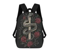 sinyumoney Gothic Snake with Cross, Thorns And Roses Backpack School Bag Water Resistant Travel Backpack Computer Bag for Girls Boys Teenage 17inch