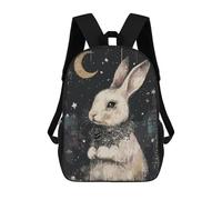 sinyumoney Gothic White Rabbit with Black Rose Backpacks Kids School Backpack School Bag 3D Printed School Bag for Boys Elementary And Middle School Students 17inch