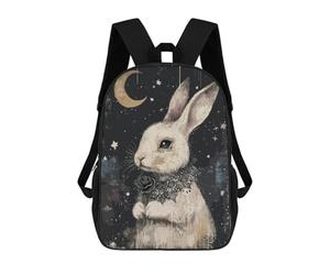 sinyumoney Gothic White Rabbit with Black Rose Backpacks Kids School Backpack School Bag 3D Printed School Bag for Boys Elementary And Middle School Students 17inch