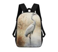 sinyumoney Graceful Crane Watercolor Backpack Kids School Backpack School Bag 3D Printed Fashion School Bag for Boys Elementary And Middle School Student 17inch