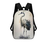 sinyumoney Graceful Crane Watercolor Children's School Backpack 3D Printed for Kids Travel Rucksacks Book Bags Kids School Bag 17inch