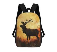 sinyumoney Graceful Deer Portrait Children's Backpacks School 3D Printed Bag Bookbag for Kids Travel Rucksacks Boy Girl Book Bags Kids School Bag 17inch