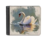 sinyumoney Graceful Swan Painting 3D Print Clutch Purse Coin Pocket ID RFID Blocking Banknote Compartments Purse Youth Guys 11.7cm*9.5cm
