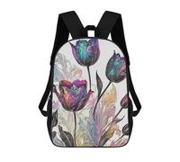sinyumoney Graceful Tulip Backpack 3D Printed Children's School Backpack for Kids High Capacity Travel Rucksacks Book Bags Kids School Bag Back Pack 17inch