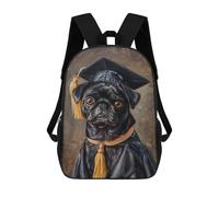 sinyumoney Graduation Pug Art Print School Backpack High Secondary School Bags Casual Backpack for Girl, Teen Girls 17inch
