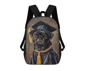 sinyumoney Graduation Pug Art Print School Backpack High Secondary School Bags Casual Backpack for Girl, Teen Girls 17inch