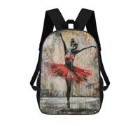 sinyumoney Graffiti Ballerina Children's Backpack, 3D Printed School Backpack, Backpack for Boys Girls, Adjustable School Bag for Primary School 17inch