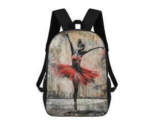 sinyumoney Graffiti Ballerina Children's Backpack, 3D Printed School Backpack, Backpack for Boys Girls, Adjustable School Bag for Primary School 17inch