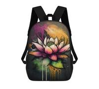 sinyumoney Graffiti Lotus Flower Kids' Backpack 3D Printing School Bag Boys Cool Daypacks Casual Knapsack Fun Back Bag for Kids And Teenager 17inch