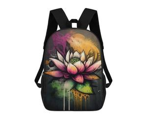 sinyumoney Graffiti Lotus Flower Kids' Backpack 3D Printing School Bag Boys Cool Daypacks Casual Knapsack Fun Back Bag for Kids And Teenager 17inch