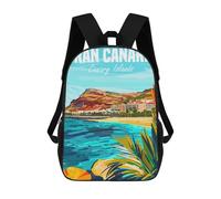 sinyumoney Gran Canaria Canary Island School Bag Backpack Teen Schoolbag 3D Printing Adjustable Schoolbag Fashion Pocket Bag for Kids Boys Girls Students And Teenagers Fans 17inch