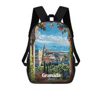 sinyumoney Granada, Spain Cityscape Backpacks Kids School Backpack School Bag 3D Printed School Bag for Boys Elementary And Middle School Students 17inch
