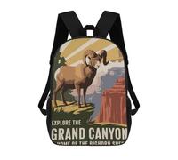 sinyumoney Grand Canyon Bighorn Sheep Travel 3D Printed Children's School Backpack for Kids High Capacity Travel Rucksacks Book Bags Kids School Bag Back Pack 17inch