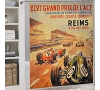 sinyumoney Grand Prix ACF REIMS 3 Juillet 1960 Daily Household Stylish Washable Shower Curtains Set with 12 Hooks for Bathroom Bathtub Apartment Decor 69.69x70.87Inch（177x180cm）