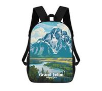 sinyumoney Grand Teton National Park Illustration Children's School Backpack 3D Printed for Kids Travel Rucksacks Book Bags for Boys Elementary School Students 17inch