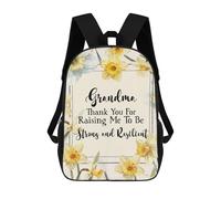 sinyumoney Grandma Thank You Floral Appreciation School Backpack Water Resistant Travel Backpack Computer Bag for Men, Women & Teenage Boys 17inch