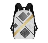 sinyumoney Gray And Gold Art 03 3D Printed School Backpack Casual Children's Backpacks 3D Printed School Bag for Boys Elementary And Middle 17inch