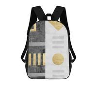 sinyumoney Gray And Gold Art E Kids Backpack, Kids School Bag 3D Printed School Backpacks for Boys And Teenager School Students 17inch