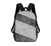 sinyumoney Gray And Gold Art J Children's School Backpack 3D Printed for Kids Travel Rucksacks Book Bags for Boys Elementary School Students 17inch