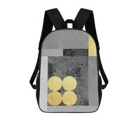 sinyumoney Gray And Gold Art M Backpack, Children's Backpack, Student School Bag Bookbag Rucksack, 3D Printed School Bag for Boys Girls 17inch